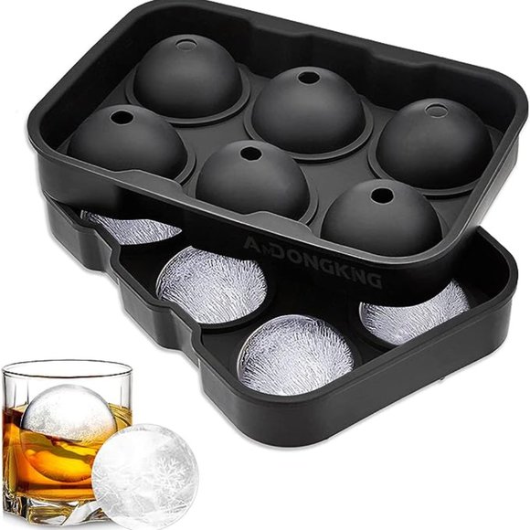 Other - Silicone Ice Cube Trays Bundle 2 Pack Large Square Cube Round Sphere Molds Black